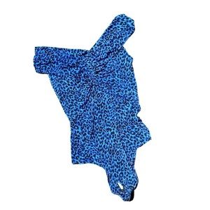 BCBG blue leopard off the shoulder bodysuit